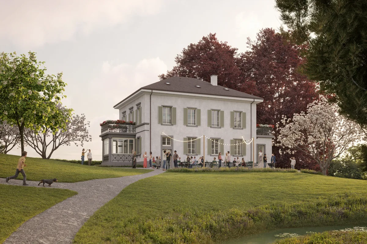 Visualisierung der Villa Spörri nach der Sanierung … Visualisierung der Villa Spörri nach der Sanierung